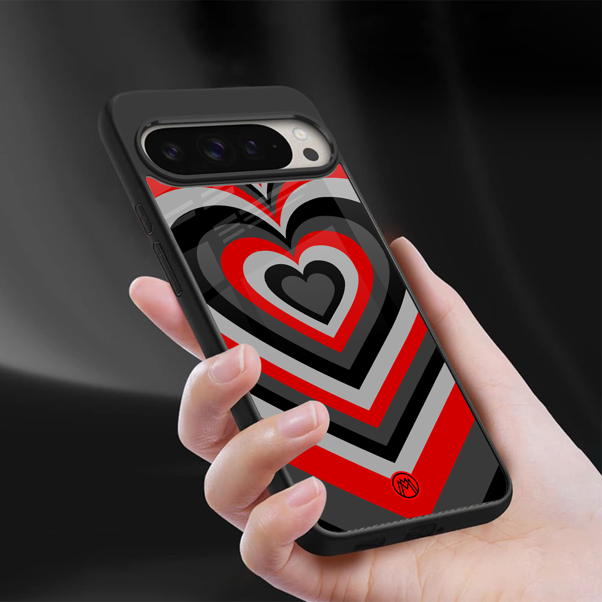 y2k red hearts lucifer edition back phone cover | glass case for google pixel 9 pro