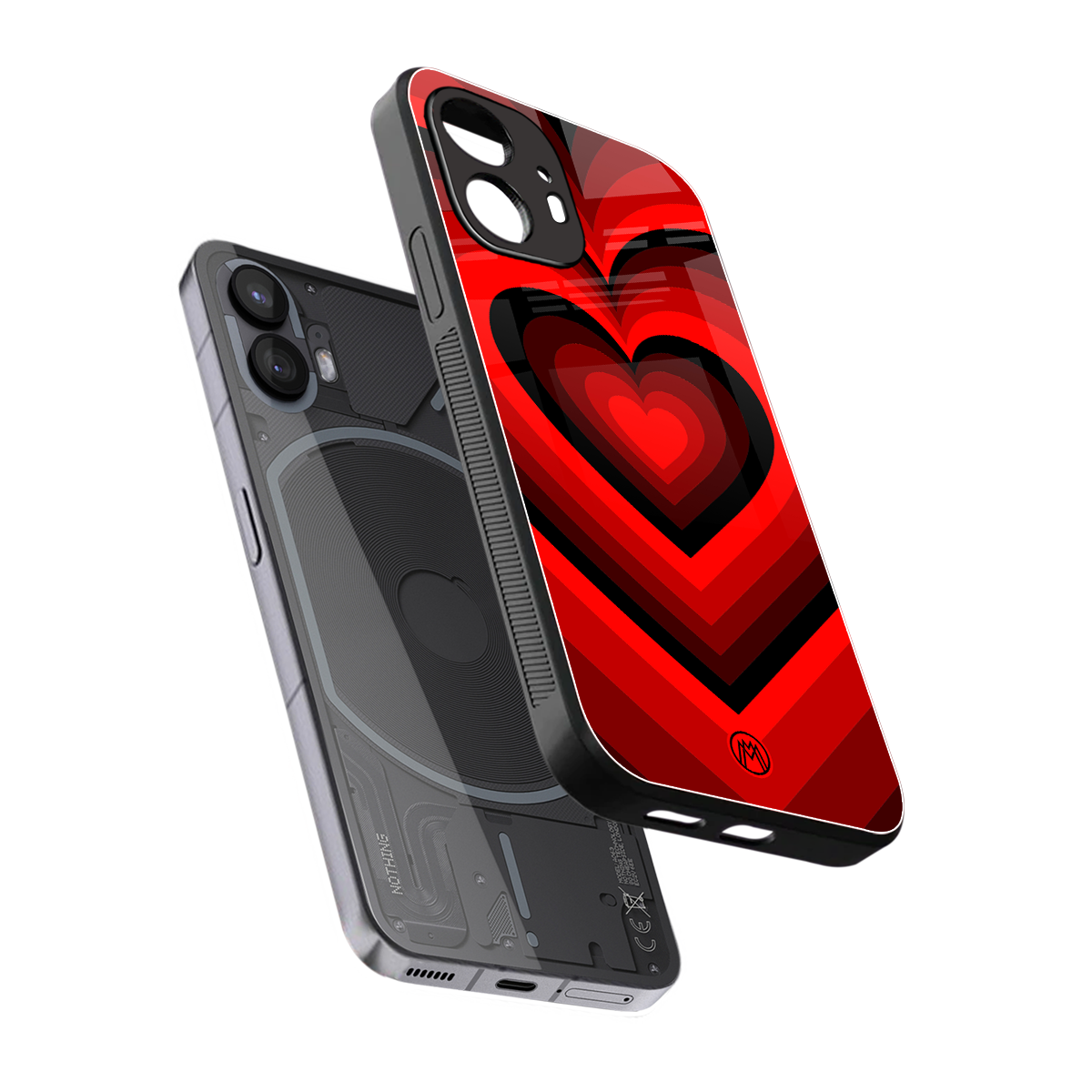 y2k red hearts wine edition back phone cover | glass case for nothing phone 2