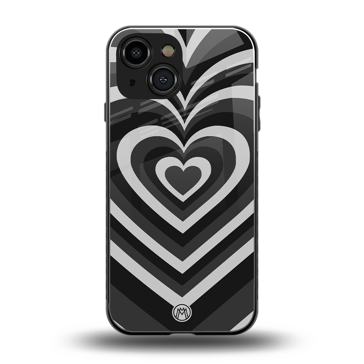 y2k retro black hearts back phone cover | glass case for iphone 13 mini