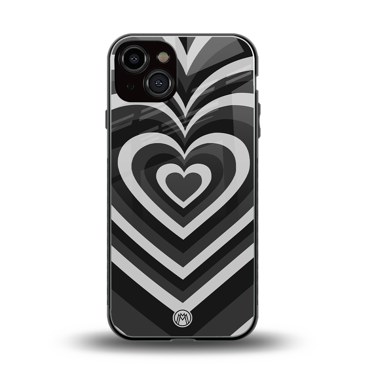 y2k retro black hearts back phone cover | glass case for iphone 13