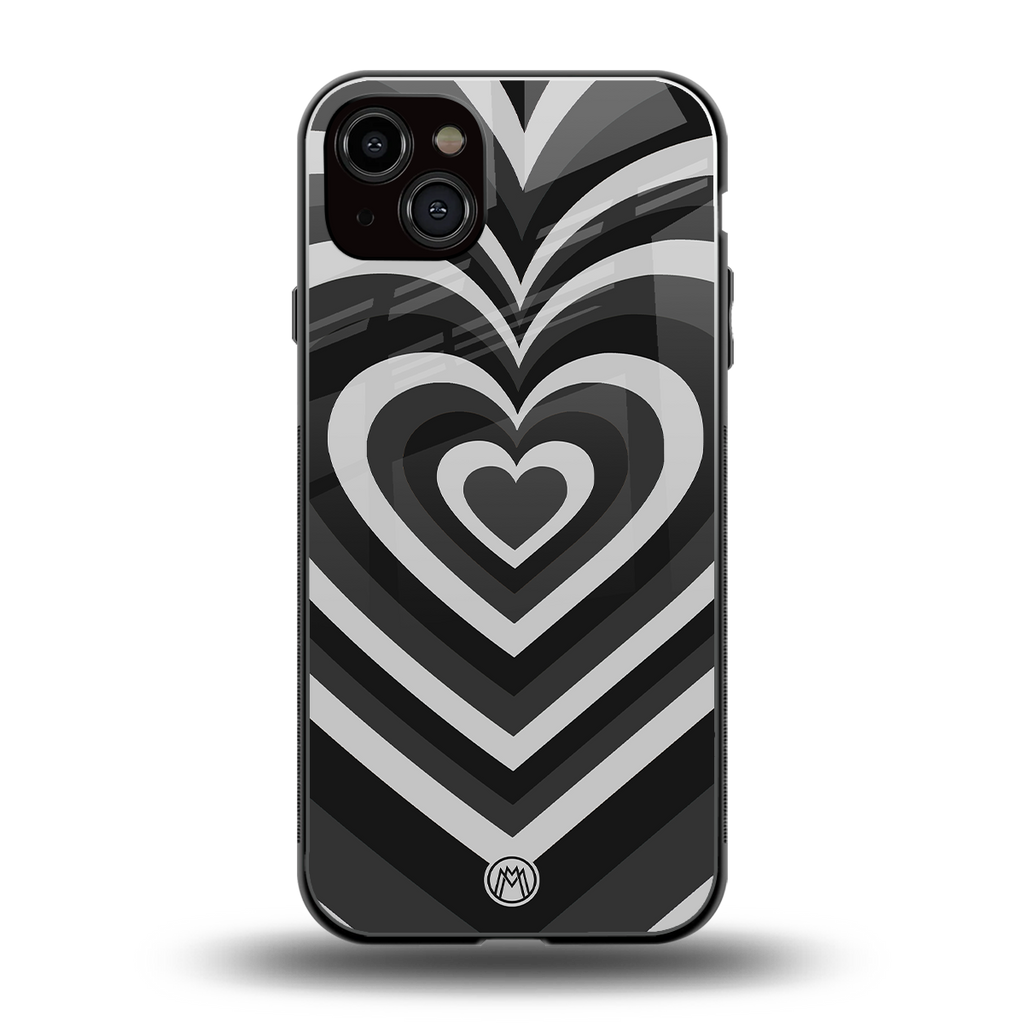 y2k retro black hearts back phone cover | glass case for iphone 15 plus