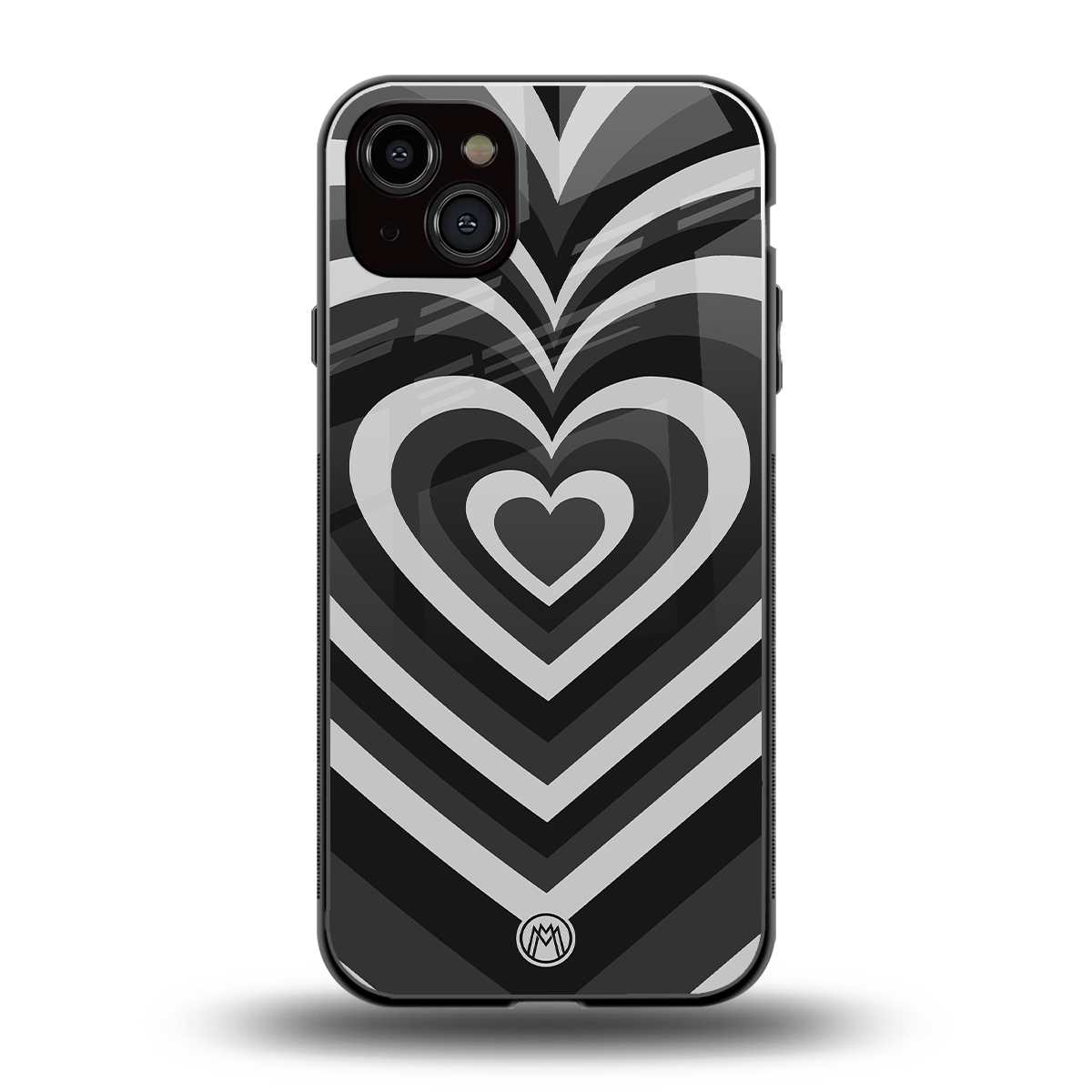 y2k retro black hearts back phone cover | glass case for iphone 14 plus