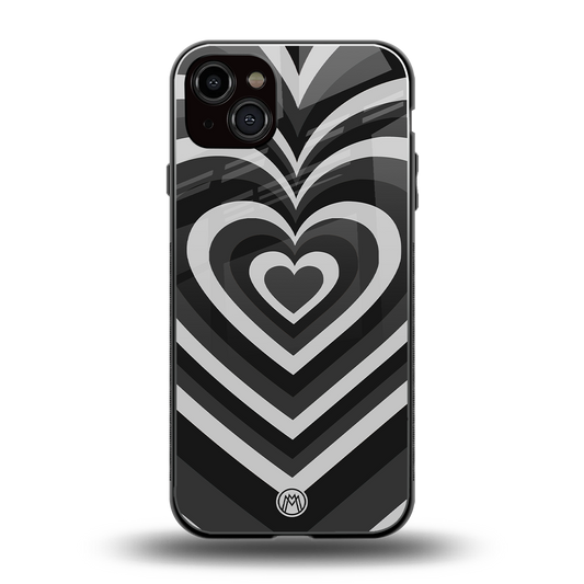 y2k retro black hearts back phone cover | glass case for iphone 14 plus