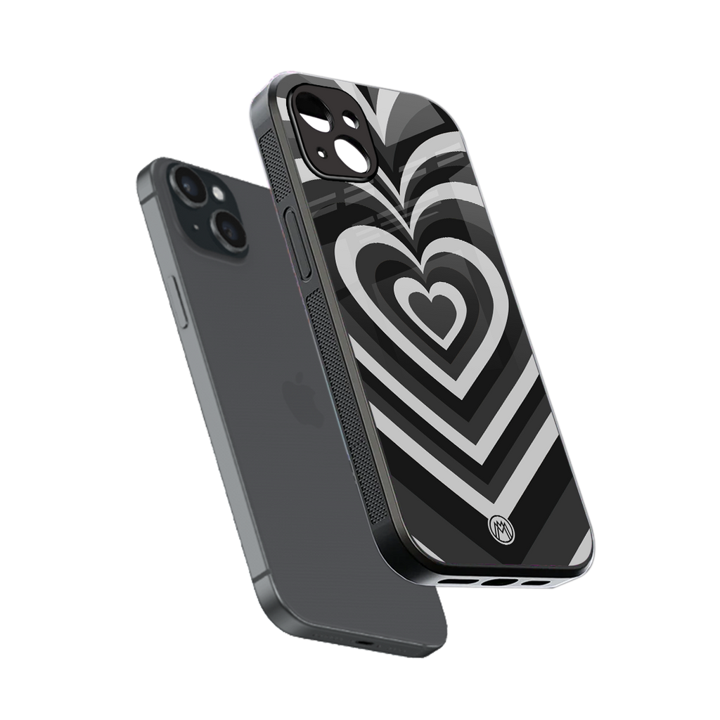 y2k retro black hearts back phone cover | glass case for iphone 15 plus