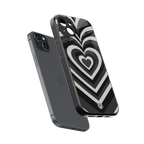 y2k retro black hearts back phone cover | glass case for iphone 15 plus
