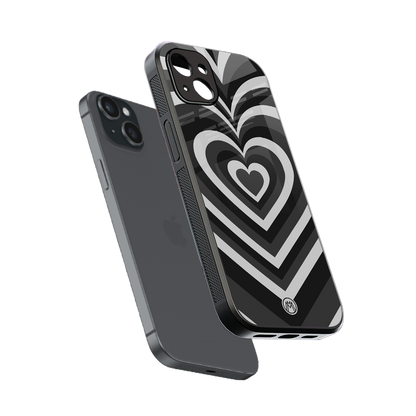 y2k retro black hearts back phone cover | glass case for iphone 14 plus