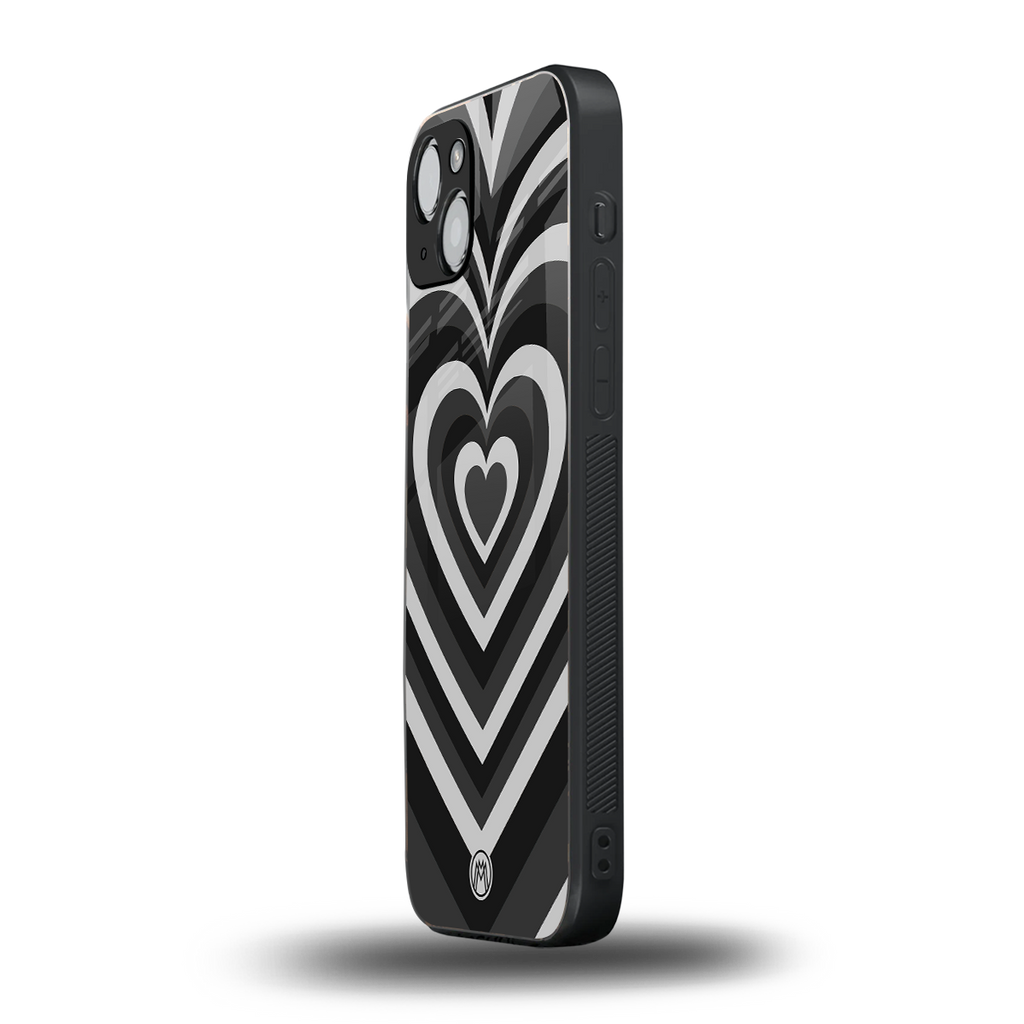 y2k retro black hearts back phone cover | glass case for iphone 15 plus