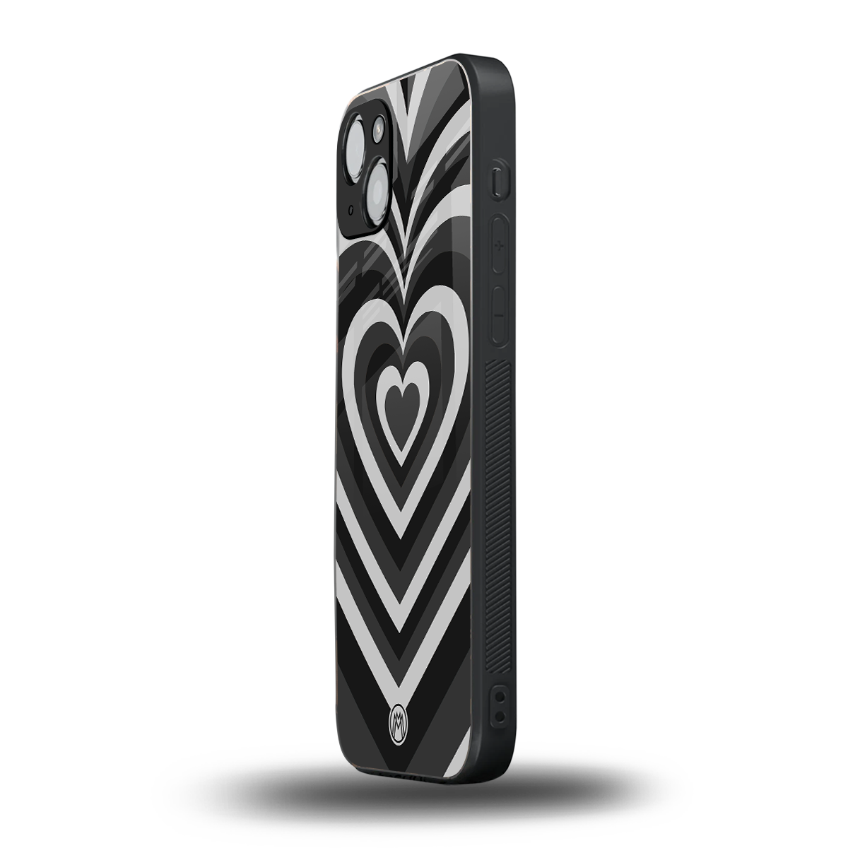 y2k retro black hearts back phone cover | glass case for iphone 14 plus