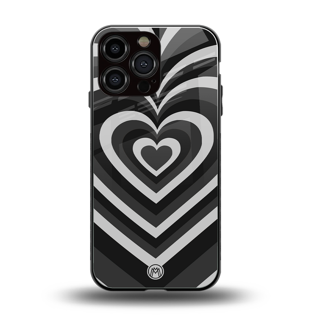 y2k retro black hearts back phone cover | glass case for iphone 14 pro max