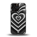y2k retro black hearts back phone cover | glass case for iphone 14 pro max