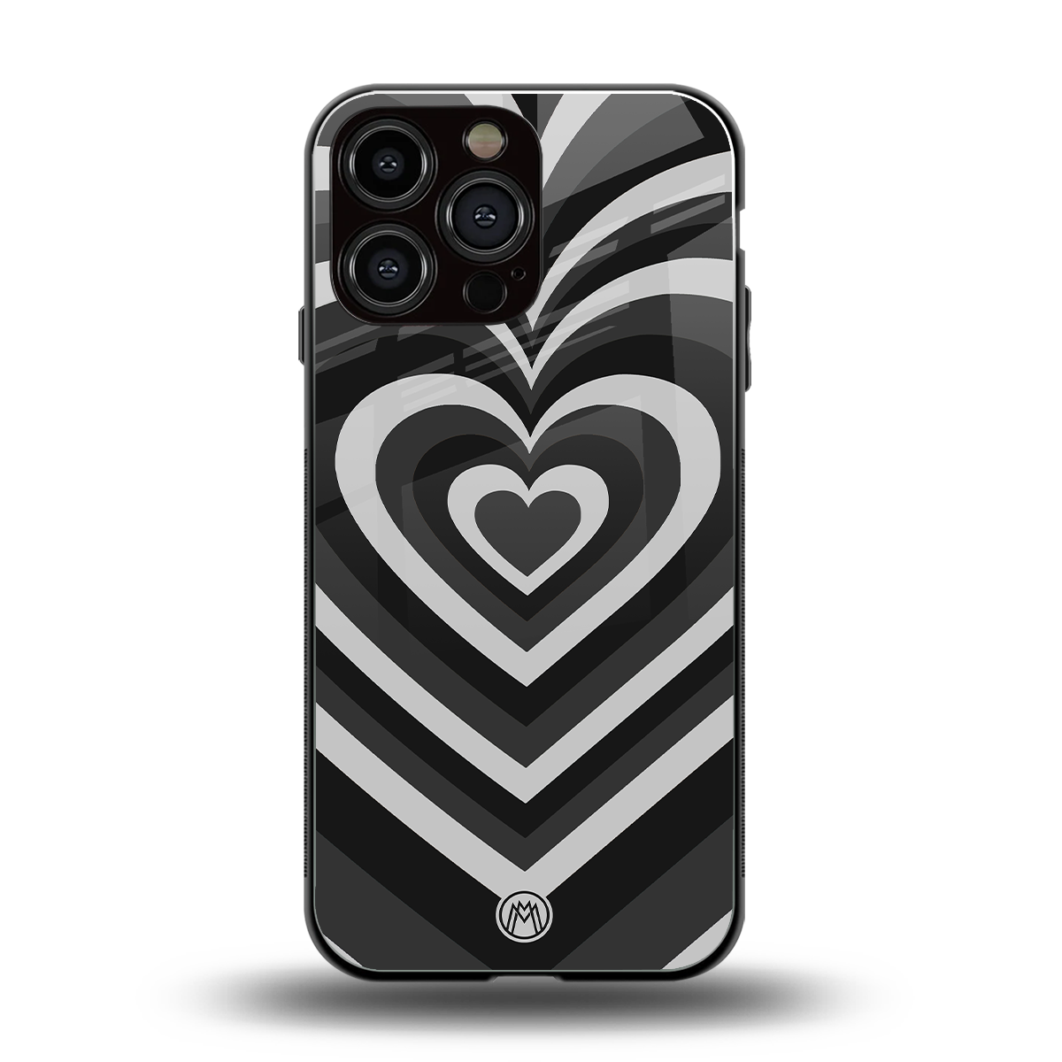 y2k retro black hearts back phone cover | glass case for iphone 14 pro max