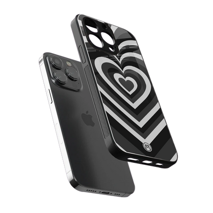 y2k retro black hearts back phone cover | glass case for iphone 15 pro max