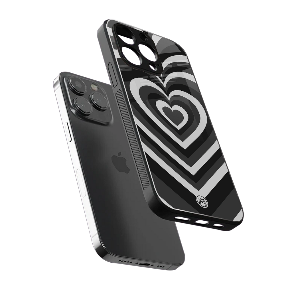 y2k retro black hearts back phone cover | glass case for iphone 14 pro max