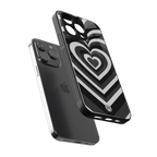 y2k retro black hearts back phone cover | glass case for iphone 14 pro max