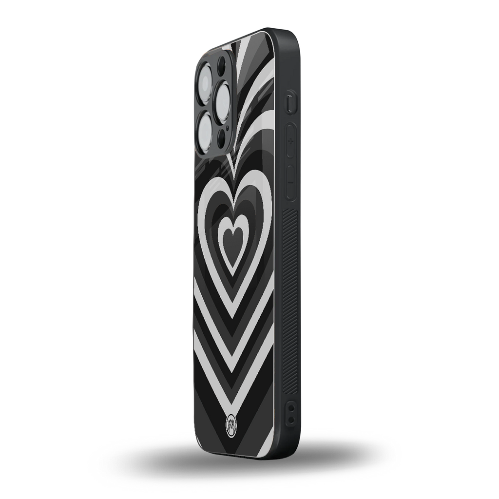 y2k retro black hearts back phone cover | glass case for iphone 14 pro max
