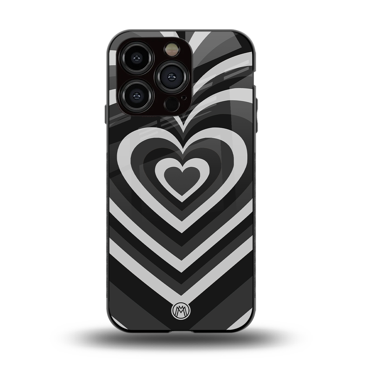 y2k retro black hearts back phone cover | glass case for iphone 14 pro