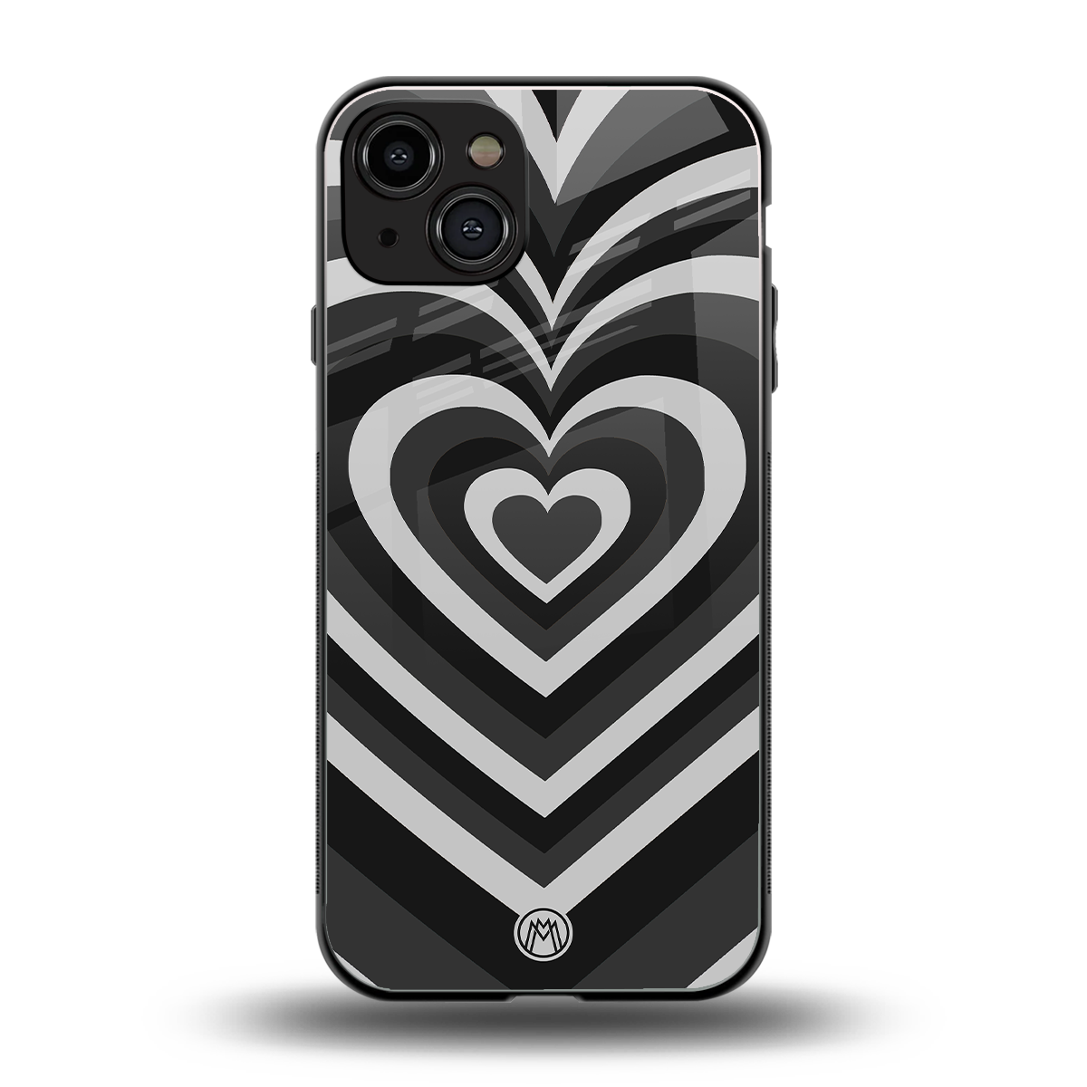 y2k retro black hearts back phone cover | glass case for iphone 14