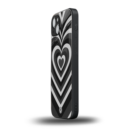 y2k retro black hearts back phone cover | glass case for iphone 14