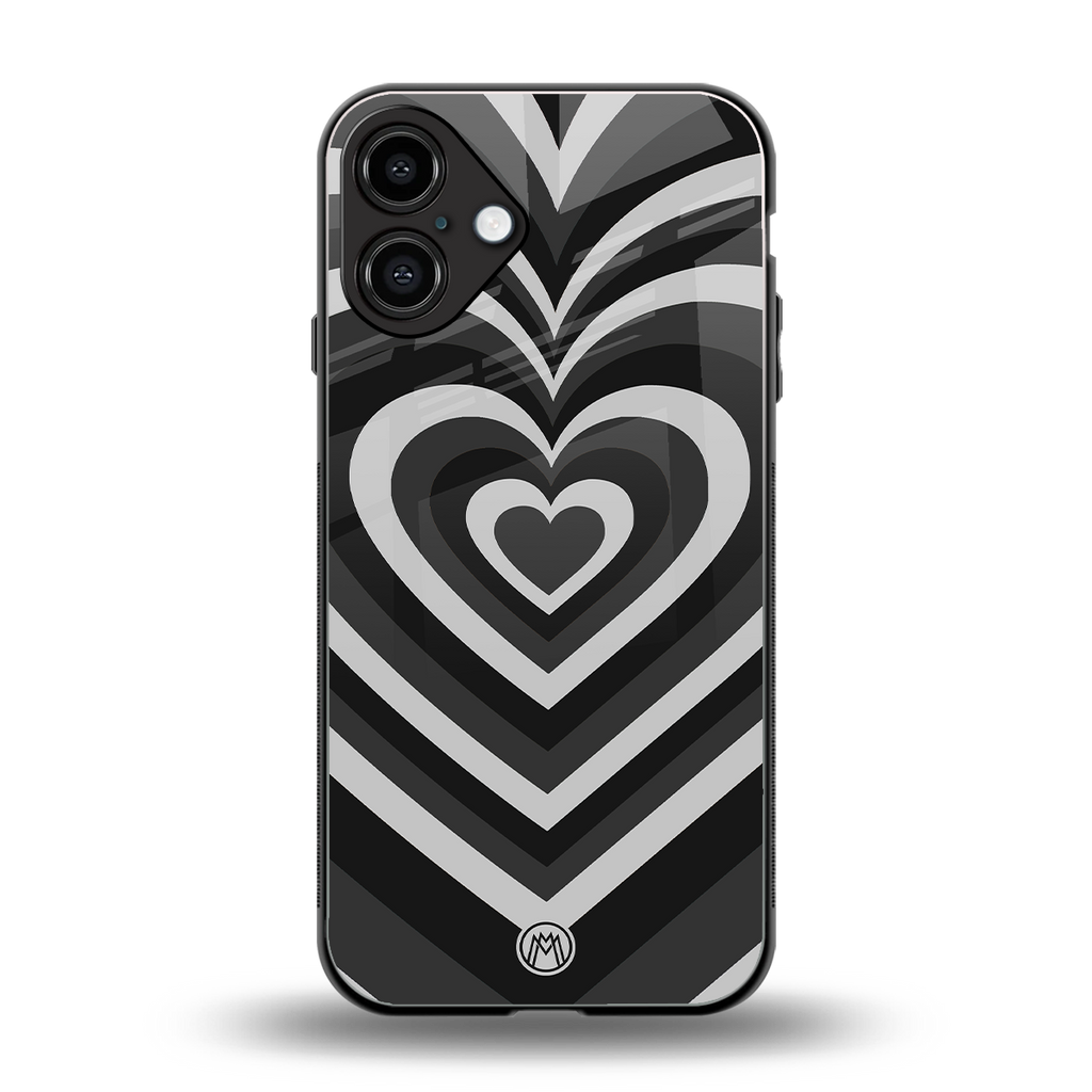 y2k retro black hearts back phone cover | glass case for iphone 16 plus