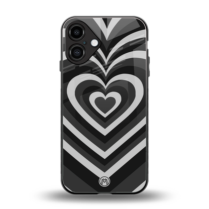 y2k retro black hearts back phone cover | glass case for iphone 16 plus