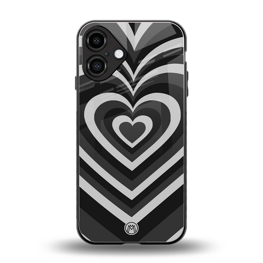 y2k retro black hearts back phone cover | glass case for iphone 16 plus