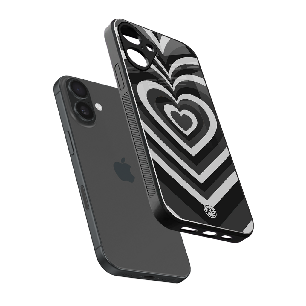 y2k retro black hearts back phone cover | glass case for iphone 16 plus