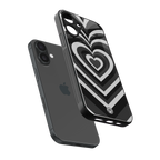 y2k retro black hearts back phone cover | glass case for iphone 16 plus