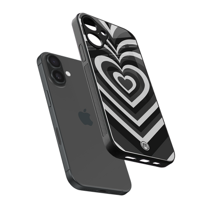 y2k retro black hearts back phone cover | glass case for iphone 16 plus