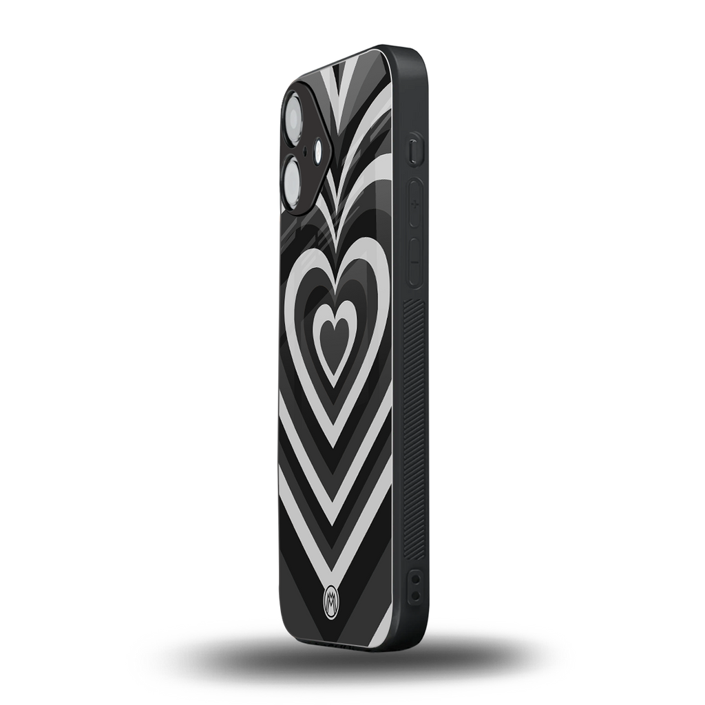 y2k retro black hearts back phone cover | glass case for iphone 16 plus