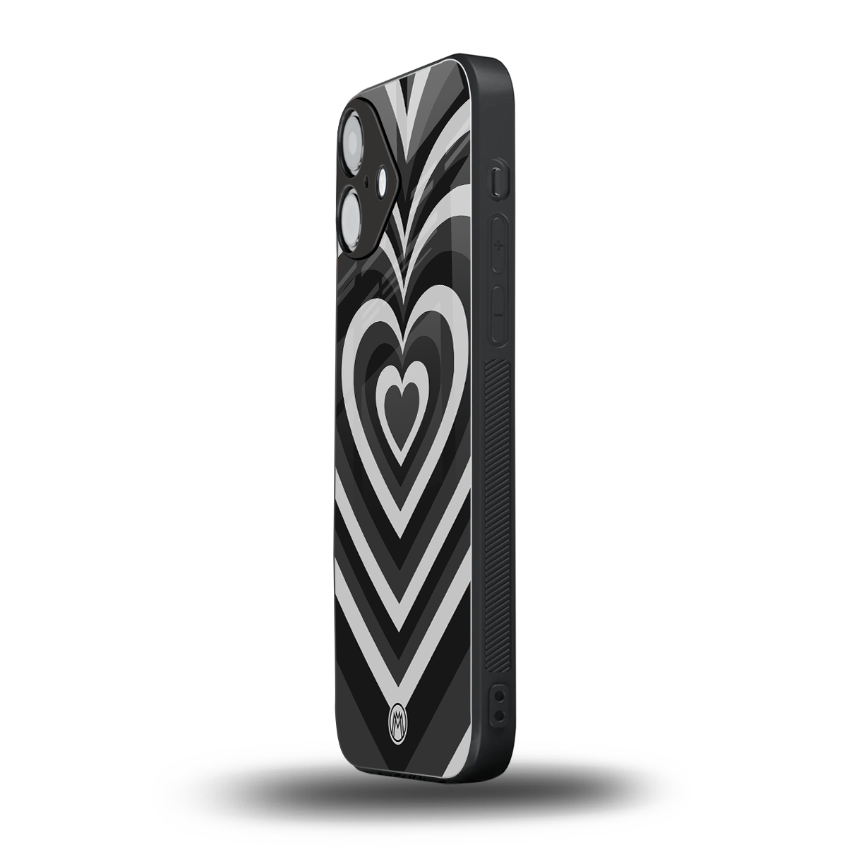 y2k retro black hearts back phone cover | glass case for iphone 16 plus