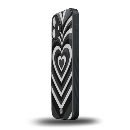 y2k retro black hearts back phone cover | glass case for iphone 16 plus