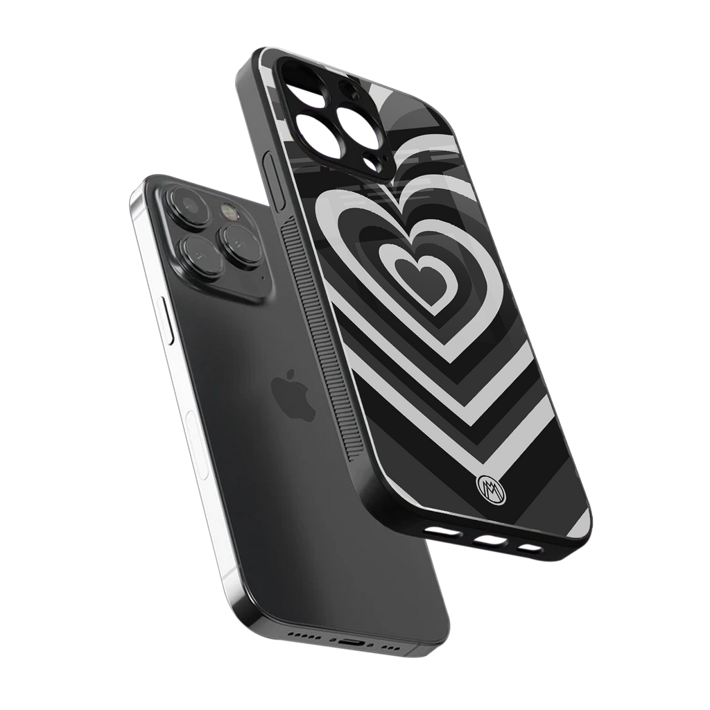 y2k retro black hearts back phone cover | glass case for iphone 16 pro max