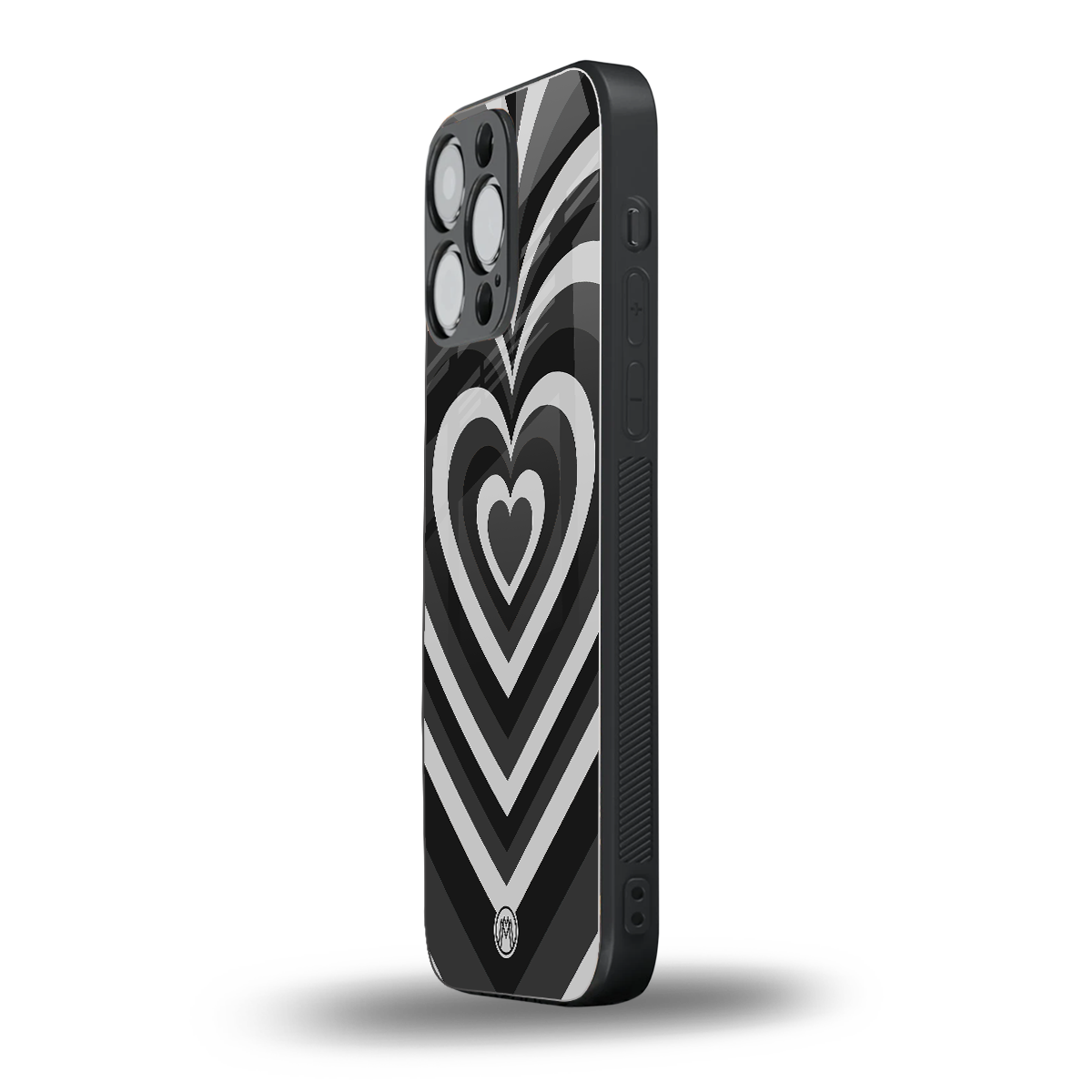 y2k retro black hearts back phone cover | glass case for iphone 16 pro max