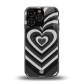 y2k retro black hearts back phone cover | glass case for iphone 16 pro