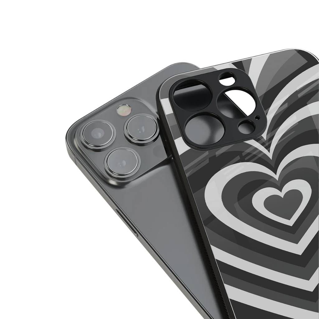 y2k retro black hearts back phone cover | glass case for iphone 14 pro max