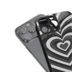 y2k retro black hearts back phone cover | glass case for iphone 14 pro max