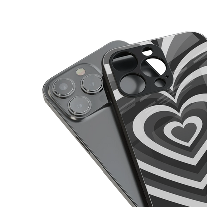 y2k retro black hearts back phone cover | glass case for iphone 14 pro max