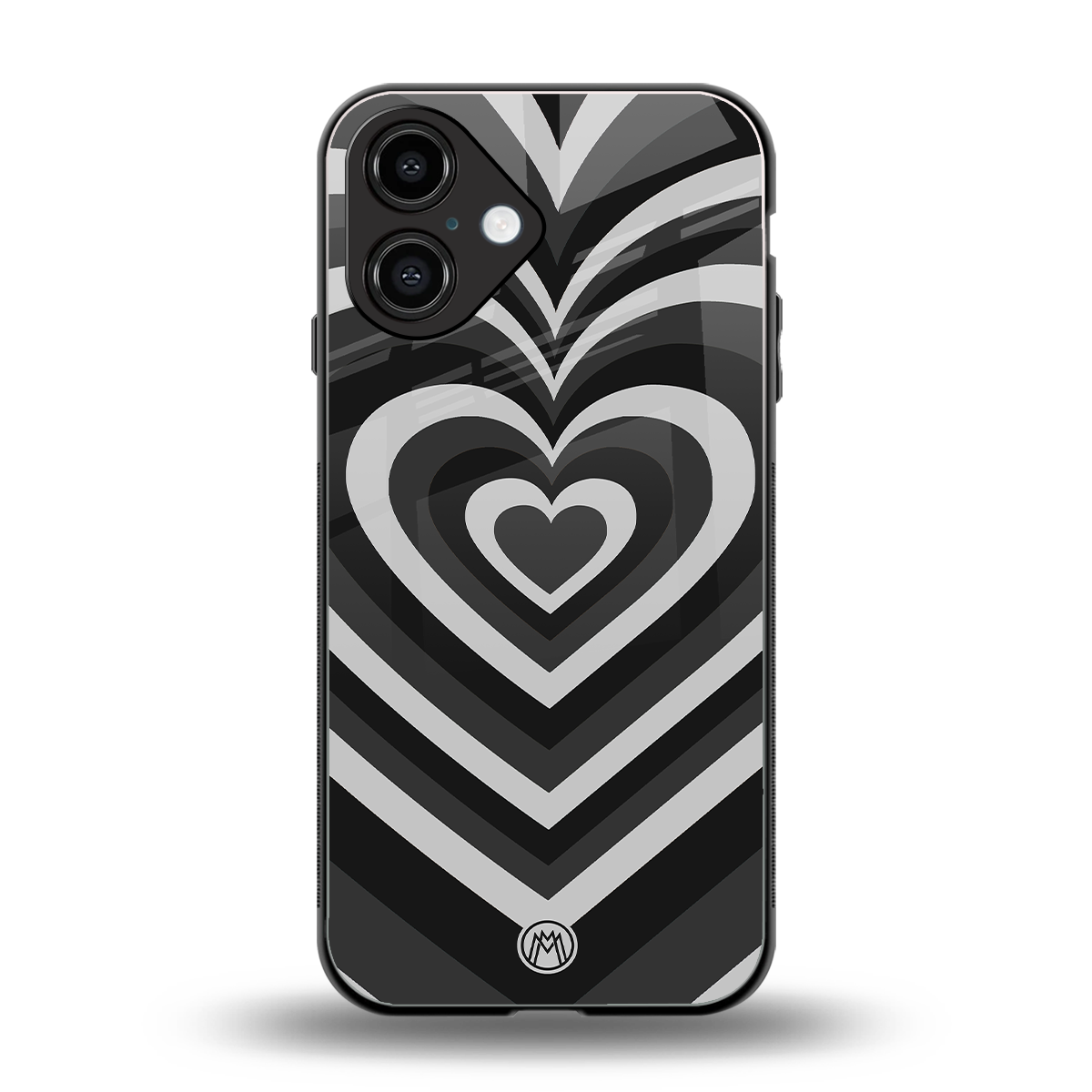 y2k retro black hearts back phone cover | glass case for iphone 16