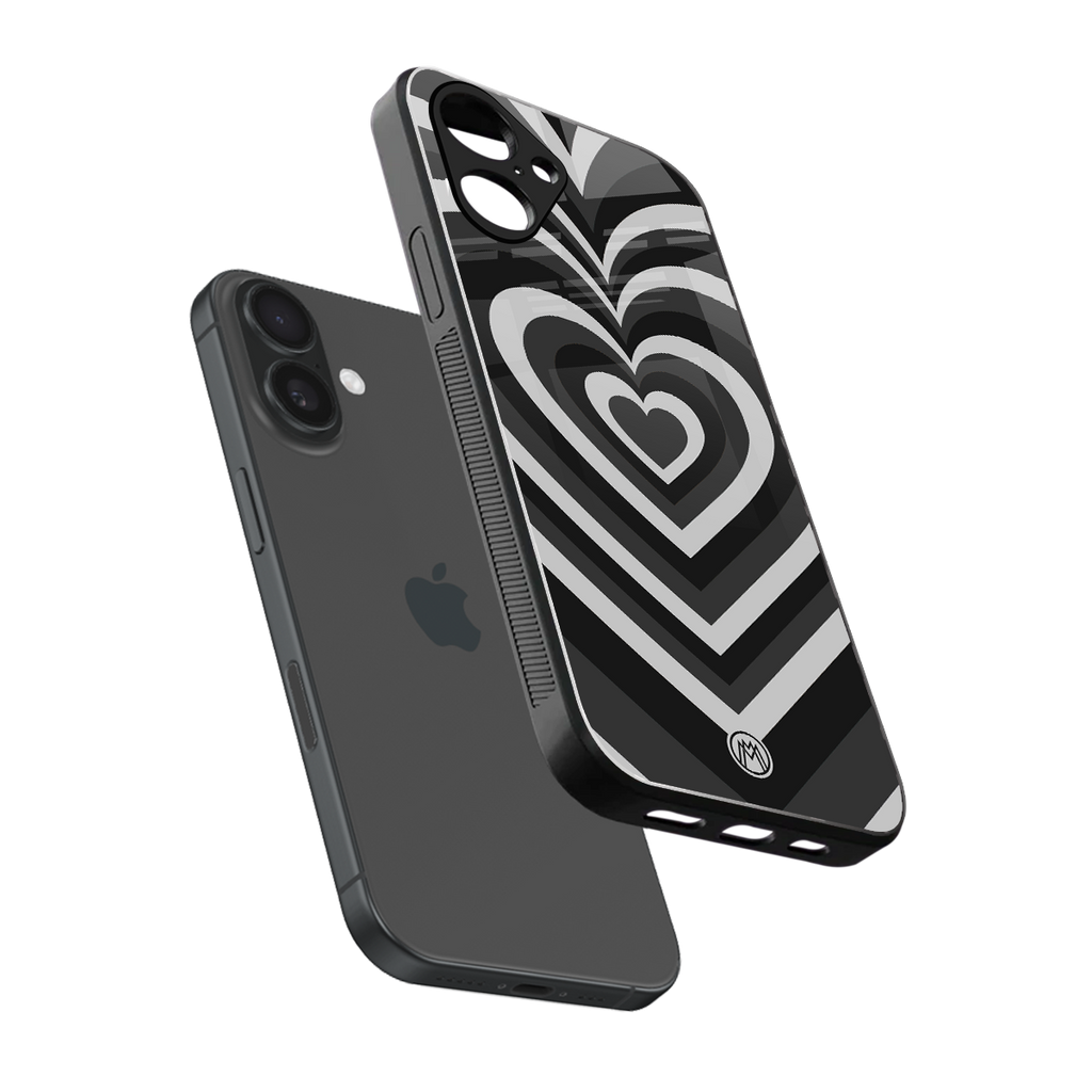y2k retro black hearts back phone cover | glass case for iphone 16