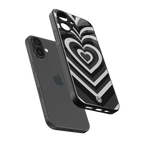 y2k retro black hearts back phone cover | glass case for iphone 16
