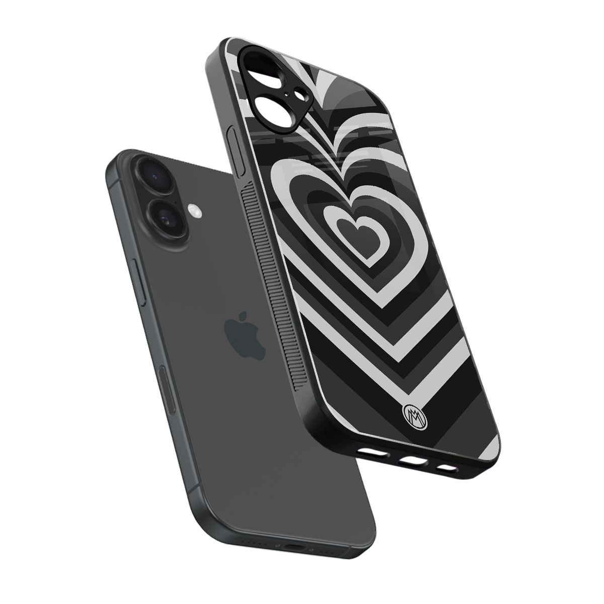 y2k retro black hearts back phone cover | glass case for iphone 16