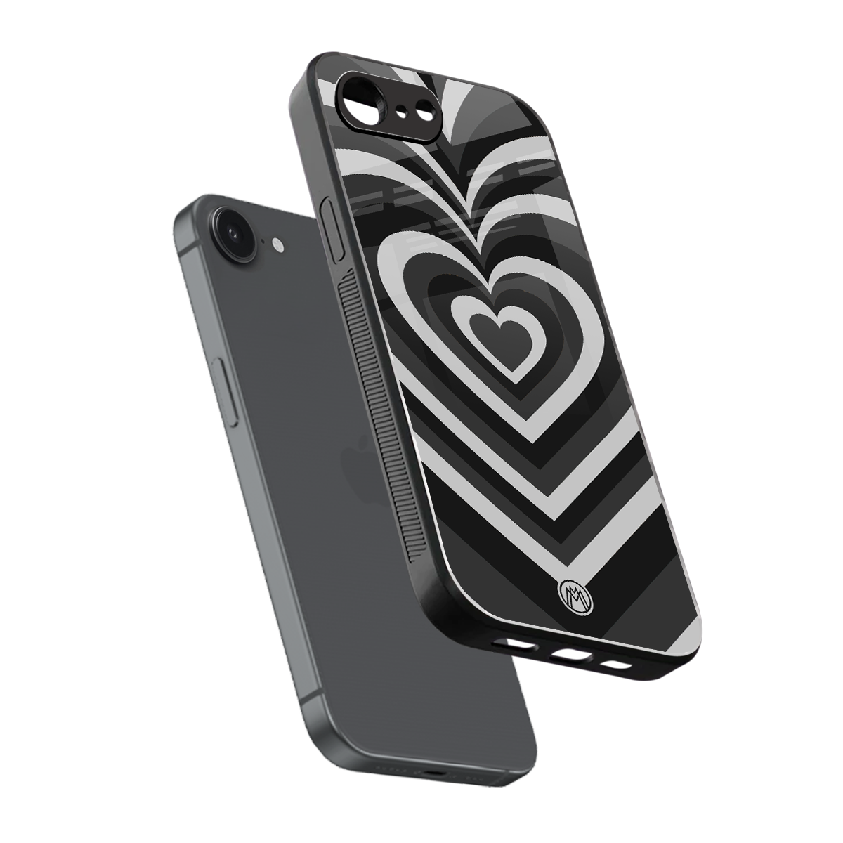 y2k retro black hearts back phone cover | glass case for iphone 16e
