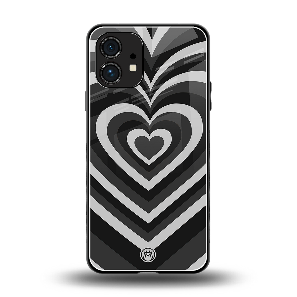 y2k retro black hearts back phone cover | glass case for nothing phone 1