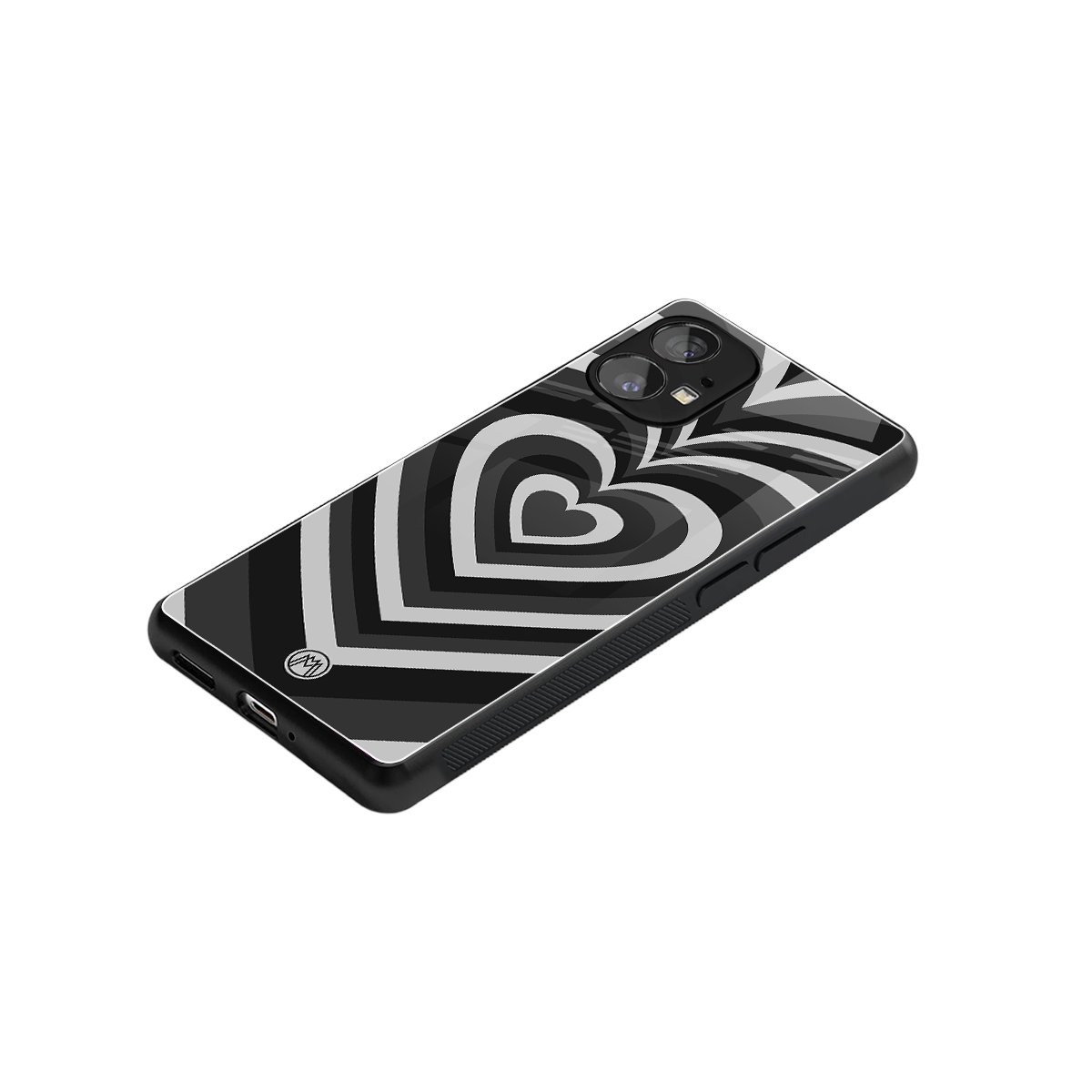 y2k retro black hearts back phone cover | glass case for nothing phone 1