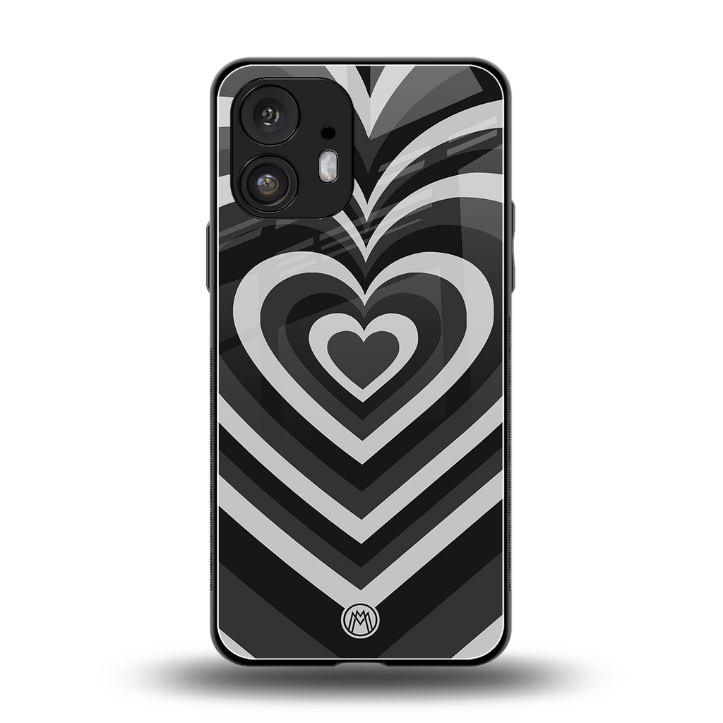 y2k retro black hearts back phone cover | glass case for nothing phone 2