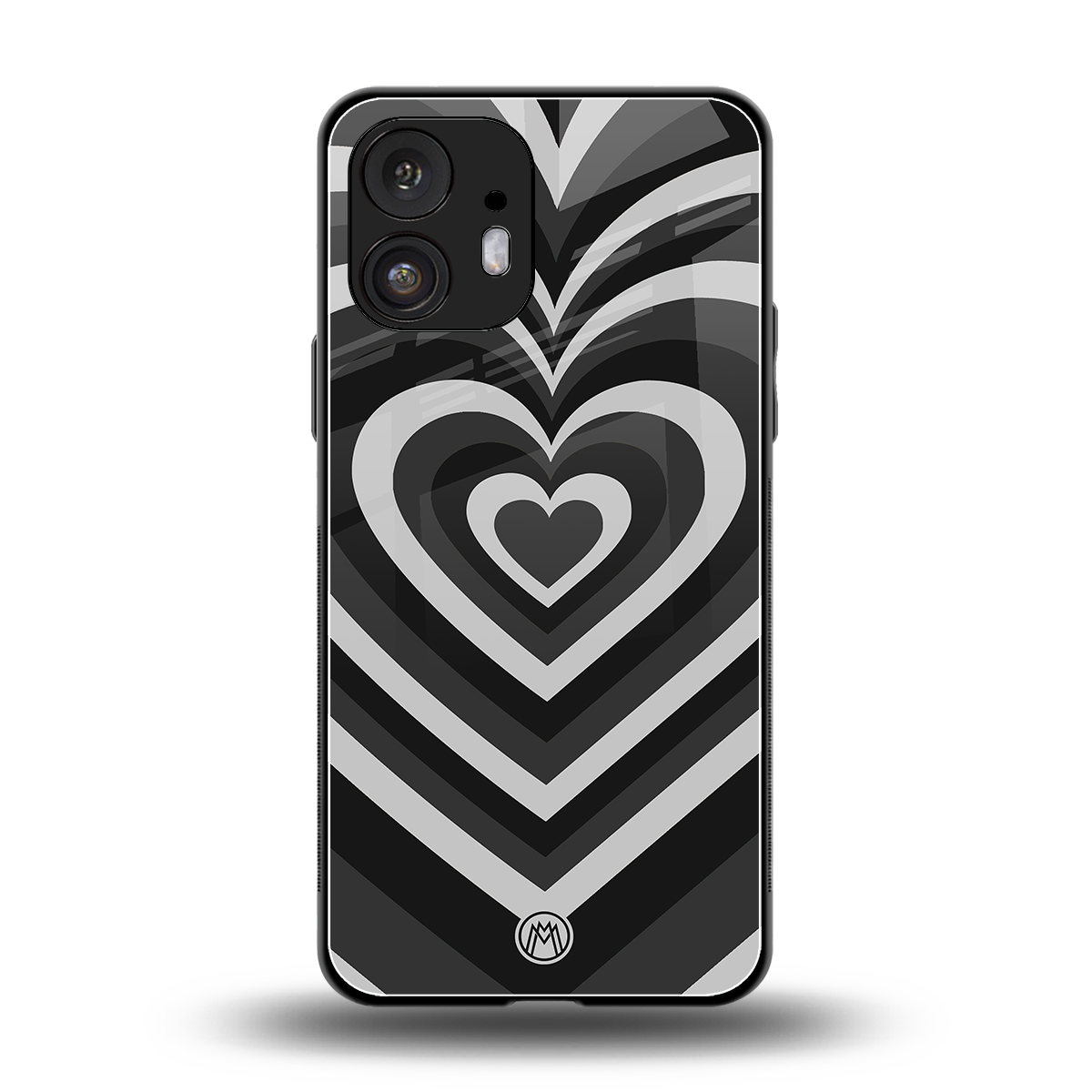 y2k retro black hearts back phone cover | glass case for nothing phone 2