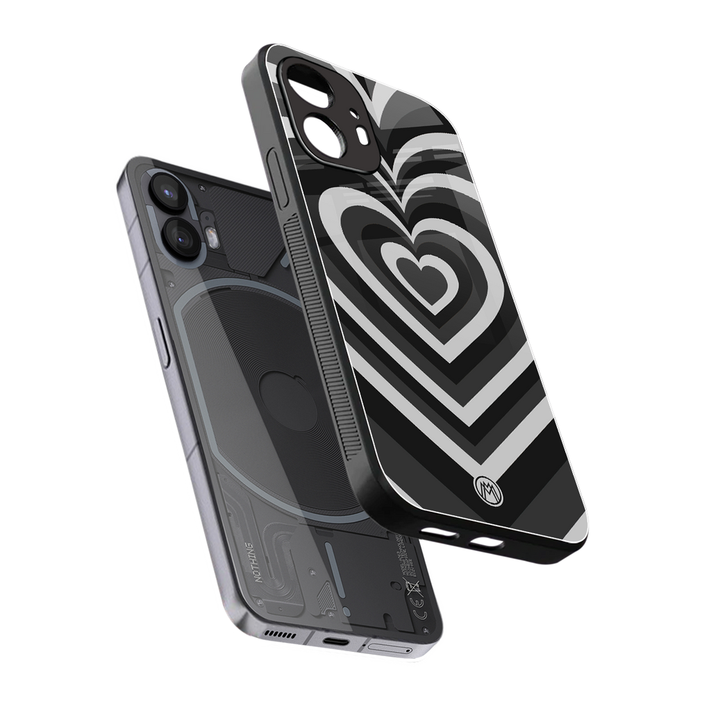 y2k retro black hearts back phone cover | glass case for nothing phone 2