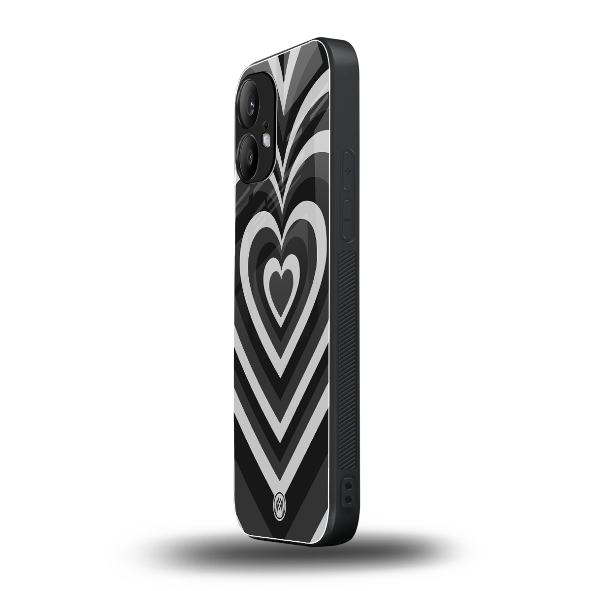 y2k retro black hearts back phone cover | glass case for nothing phone 2