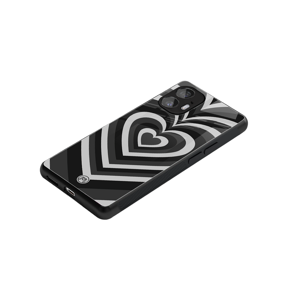 y2k retro black hearts back phone cover | glass case for nothing phone 2
