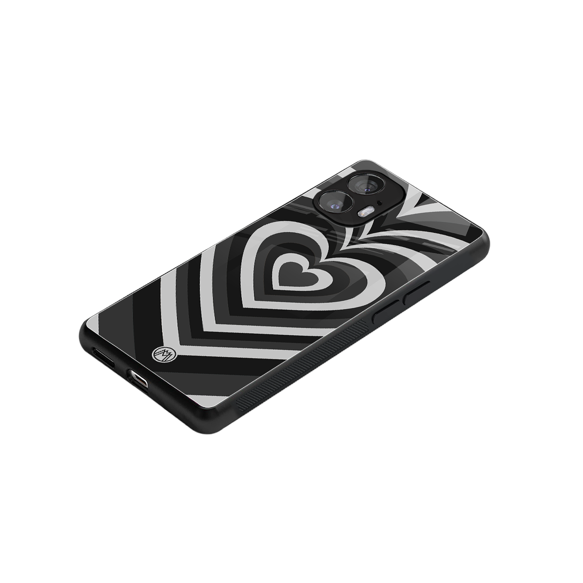 y2k retro black hearts back phone cover | glass case for nothing phone 2